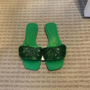 Zara Green Beaded Sandals